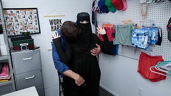 Hijab-clad teen caught shoplifting gets punished with a messy blowjob