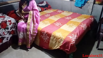 First-time desi wife in a pink saree gets fucked hard