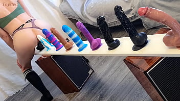 Selecting the finest tools for the ultimate pleasure trial! A new challenge featuring various dildo sizes and a radiant climax